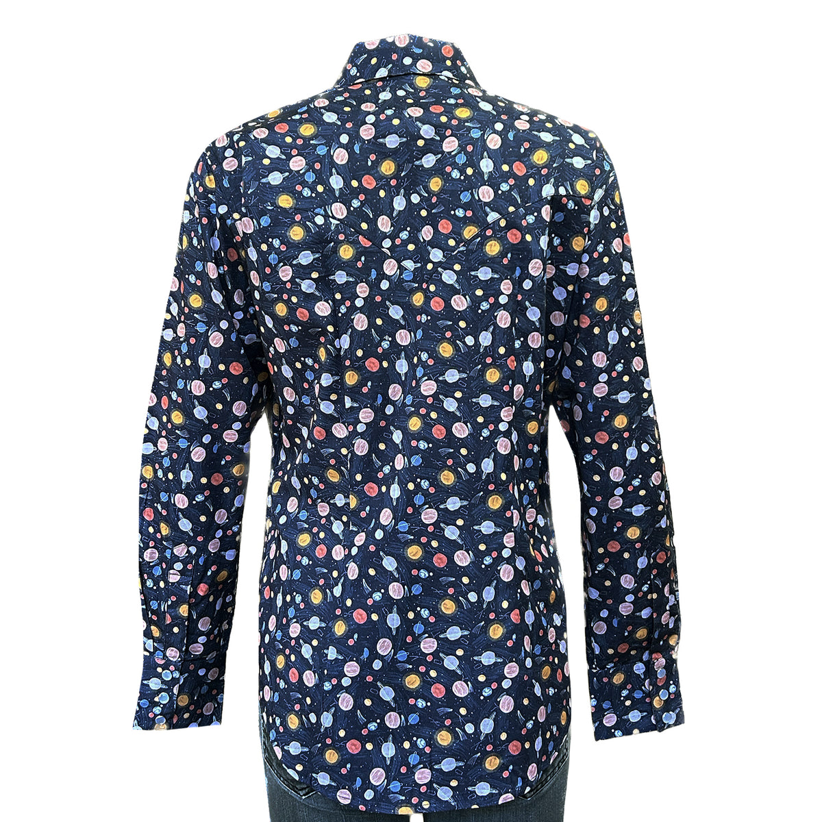 Women’s Solar System Print Western Shirt in Navy