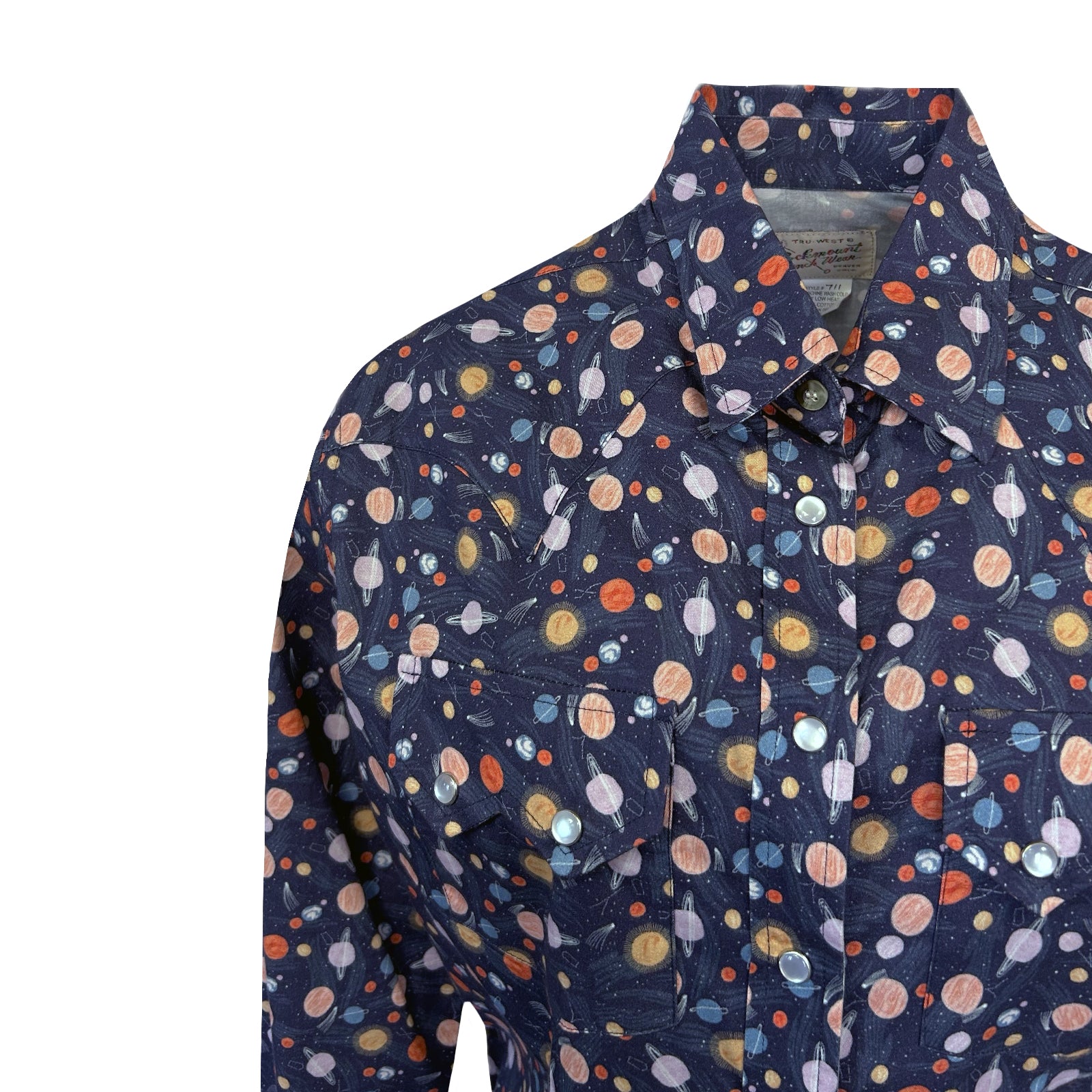 Women’s Solar System Print Western Shirt in Navy