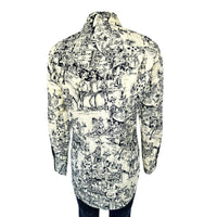 Women's Deadwood Saloon Print Western Shirt in Black & White