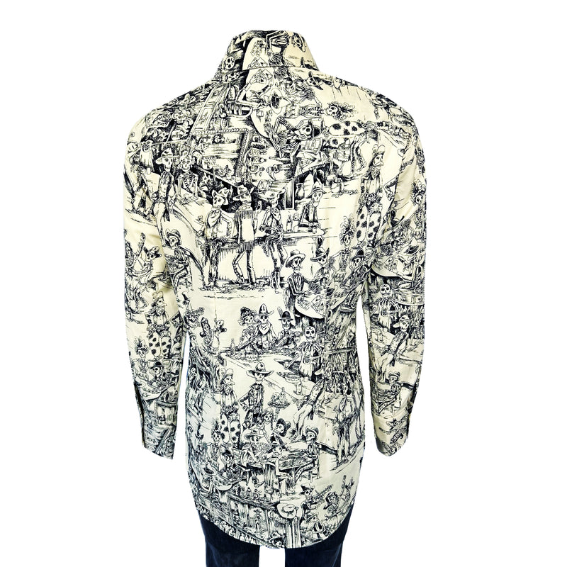 Women's Deadwood Saloon Print Western Shirt in Black & White