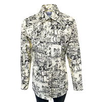 Women's Deadwood Saloon Print Western Shirt in Black & White