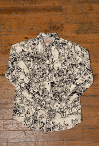 Women's Deadwood Saloon Print Western Shirt in Black & White