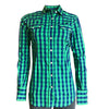 Women's Green & Blue Buffalo Check Western Shirt