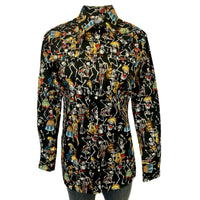 Women's Day of the Dead Print Western Shirt in Black