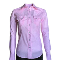 Women's Light Pink Gingham Check Western Shirt