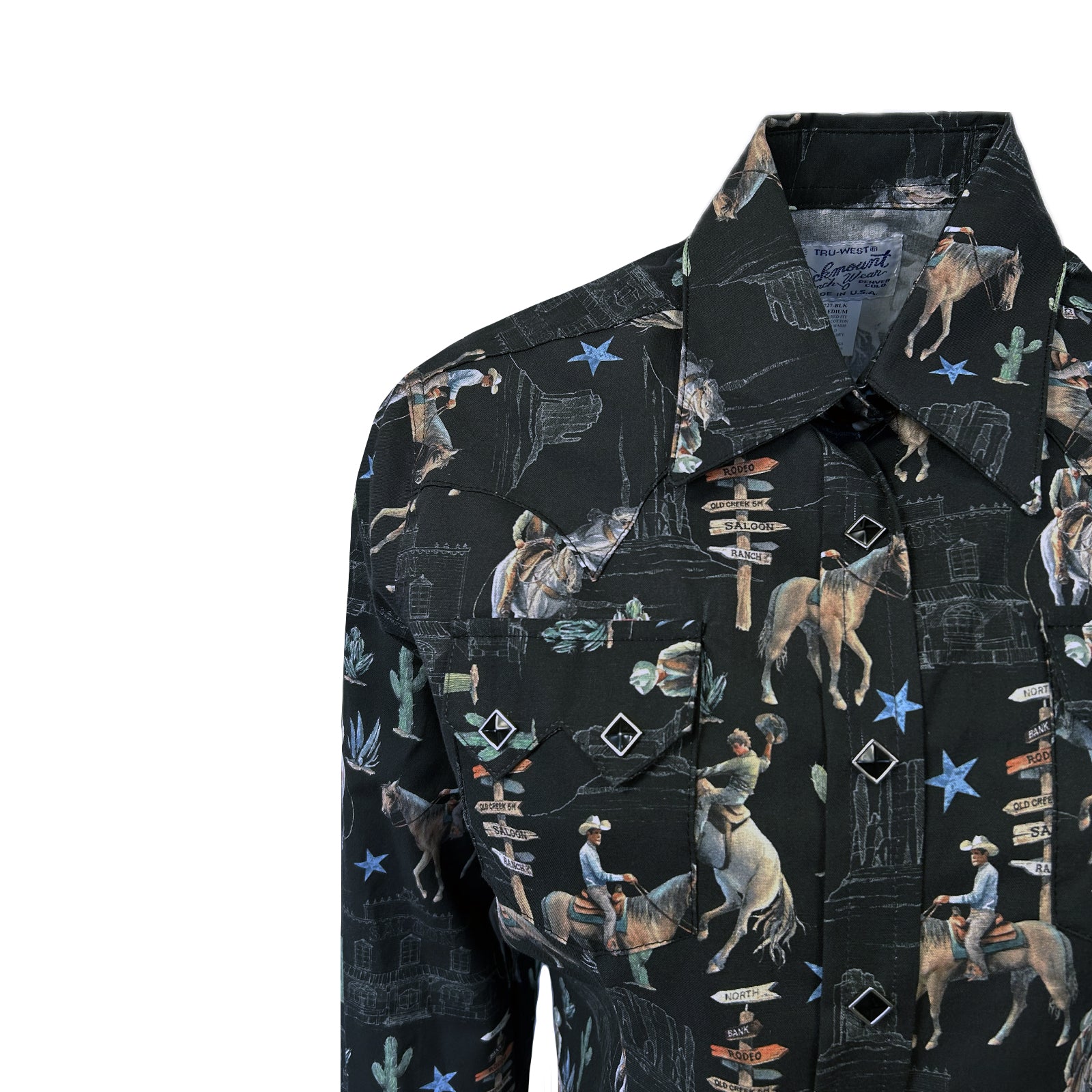 Women's Black Cactus & Cowboys Print Long Sleeve Western