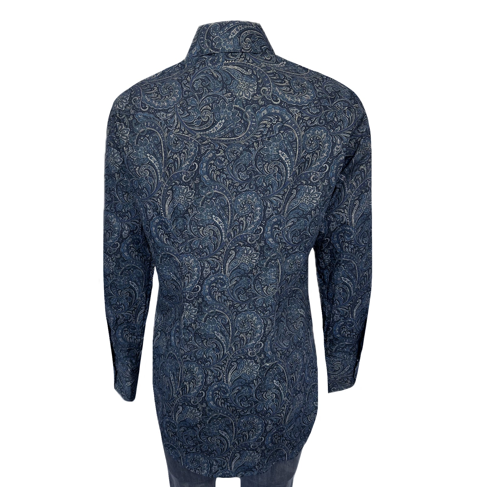 Women's Ornate Paisley Print Western Shirt in Navy