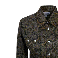 Women's Ornate Paisley Print Western Shirt in Brown