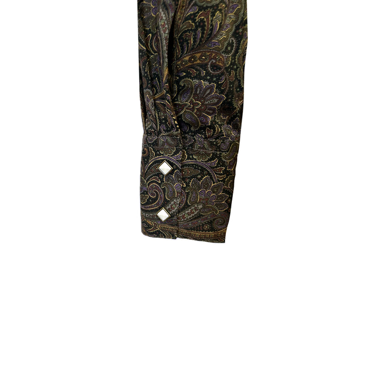 Women's Ornate Paisley Print Western Shirt in Brown