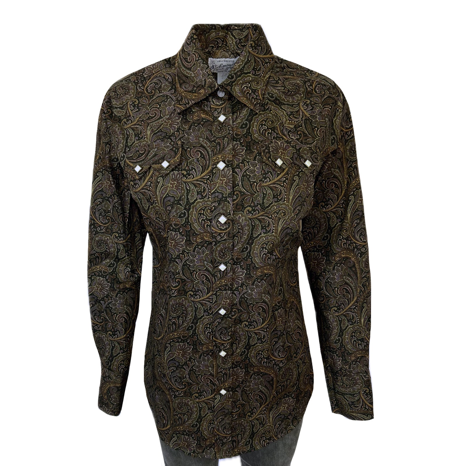 Women's Ornate Paisley Print Western Shirt in Brown