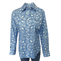 Women's Vintage Blue Bison Print Western Shirt