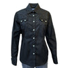 Women's Solid Black Cotton Blend Western Shirt