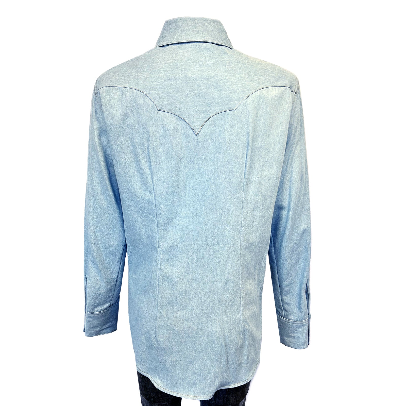 Women's Stonewashed Sky Blue Sawtooth Denim Western Shirt