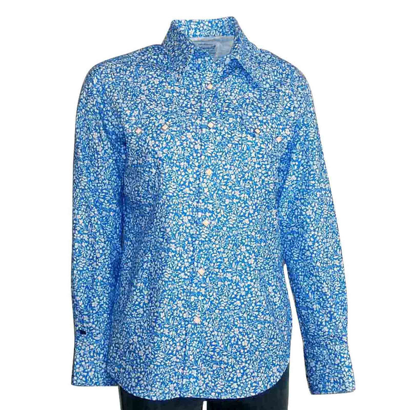 Women's Vintage Blue Floral Print Western Shirt