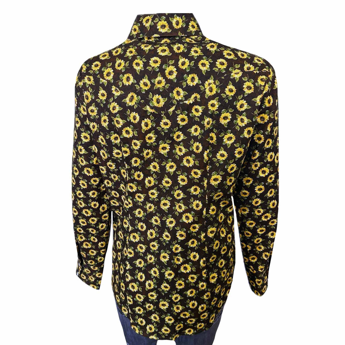 Women's Vintage Brown Sunflower Print Western Shirt