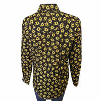 Women's Vintage Brown Sunflower Print Western Shirt