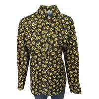 Women's Vintage Brown Sunflower Print Western Shirt