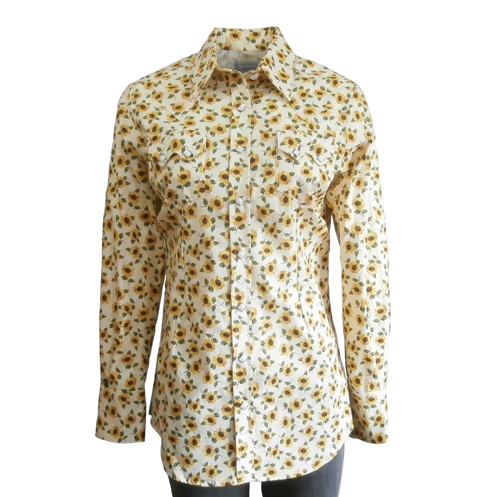 Women's Vintage Yellow Floral Print Western Shirt
