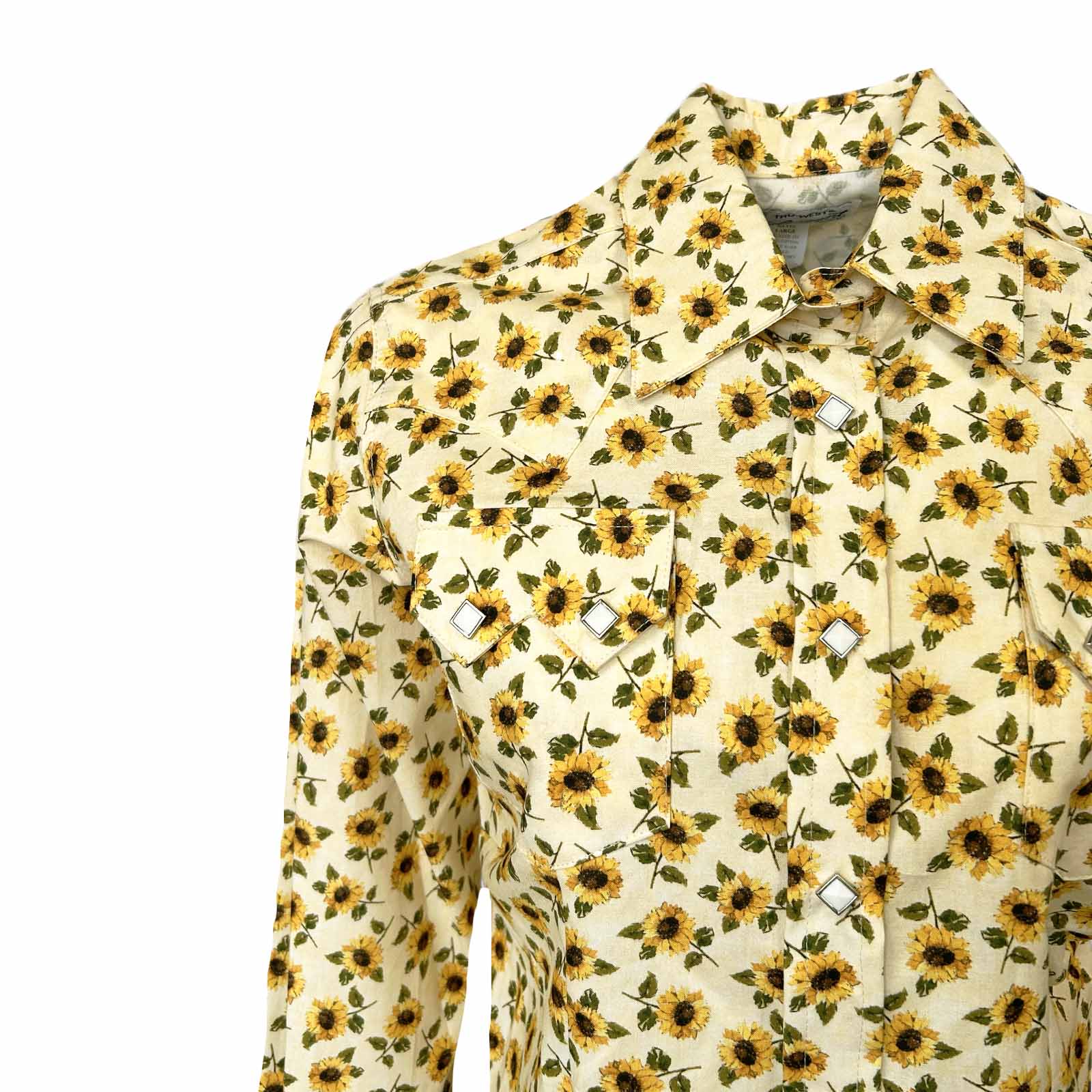 Women's Vintage Yellow Sunflower Print Western Shirt