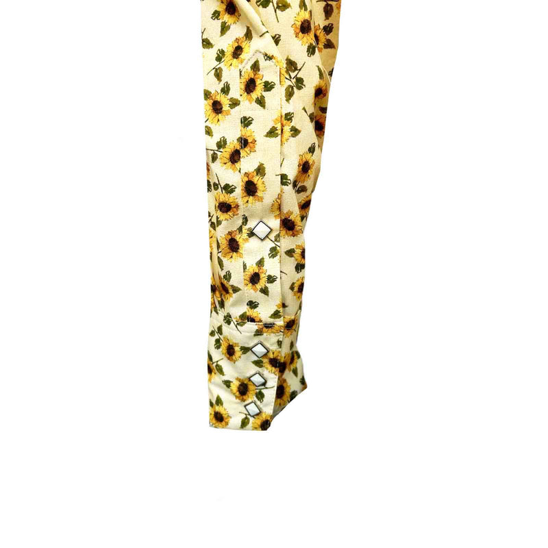 Women's Vintage Yellow Sunflower Print Western Shirt