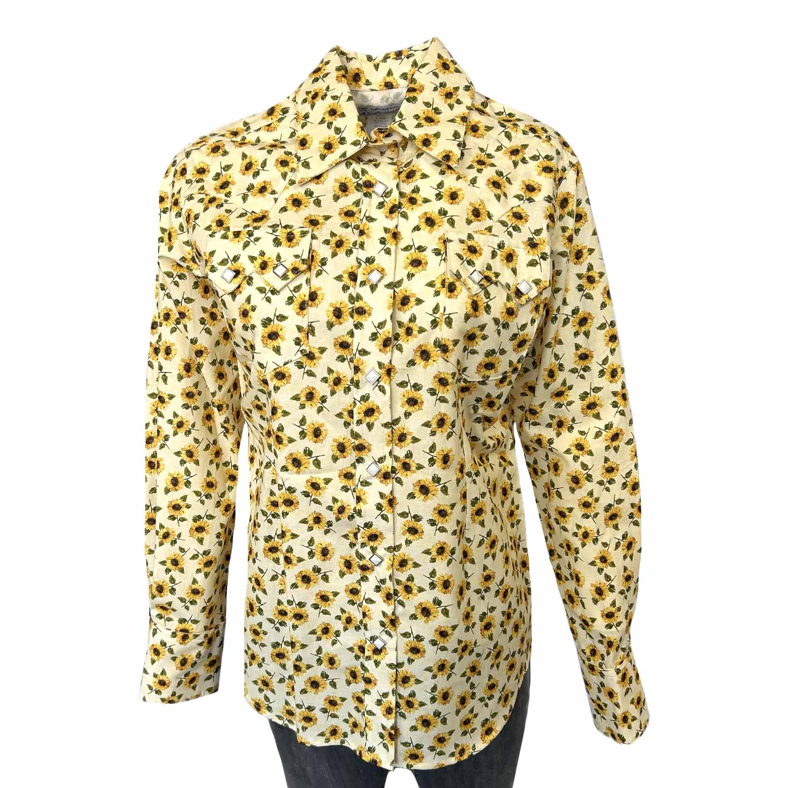 Women's Vintage Yellow Sunflower Print Western Shirt