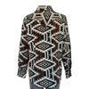 Women's Premium Flannel Chenille Jacquard Western Shirt in Black & Brown
