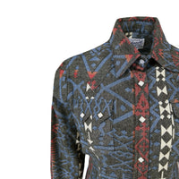 Women's Premium Flannel Jacquard Western Shirt in Black & Red