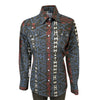 Women's Premium Flannel Jacquard Western Shirt in Black & Red