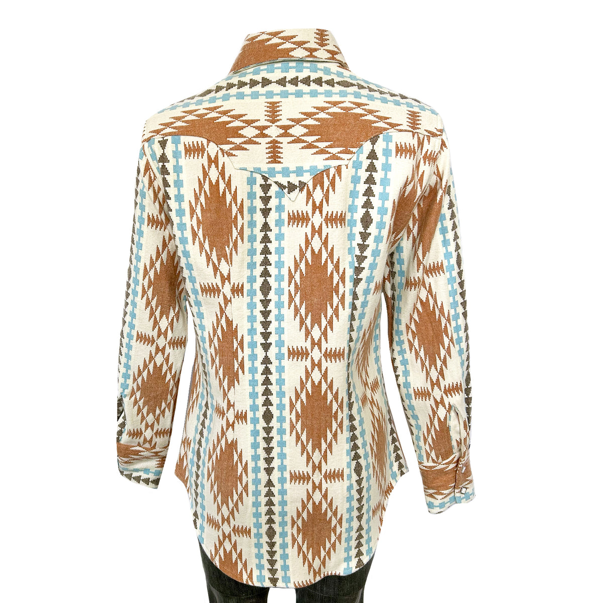 Women's Premium Flannel Jacquard Western Shirt in Ivory