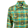 Women's Plush Green & Turquoise Plaid Flannel Western Shirt