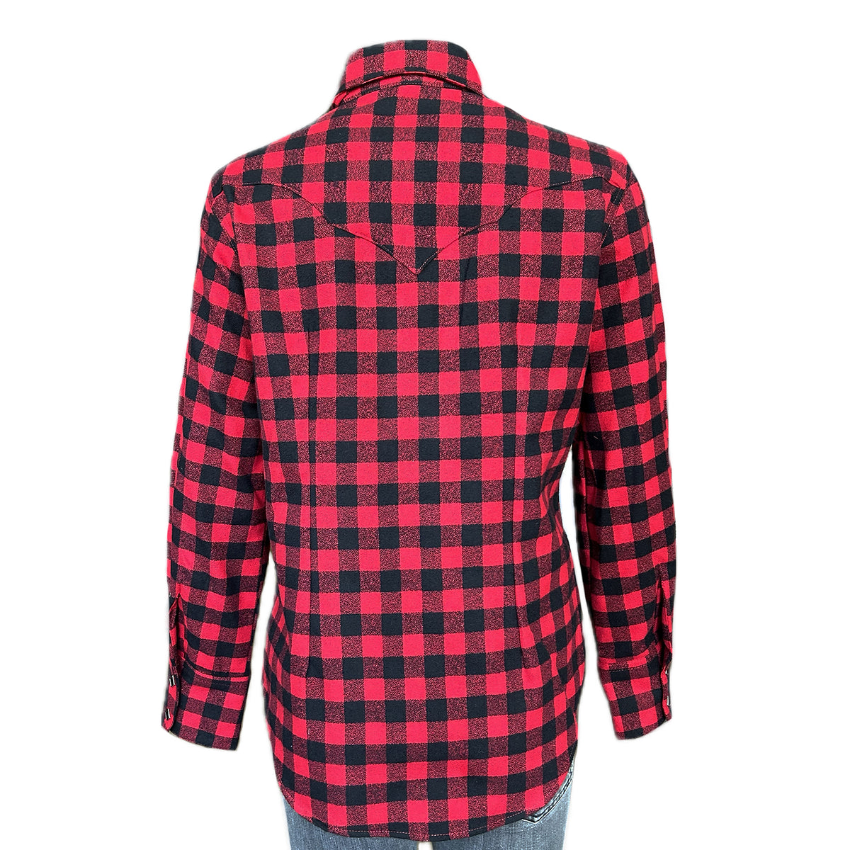 Women's Plush Red & Black Buffalo Check Flannel Western Shirt