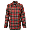 Women's Plush Red & Grey Plaid Flannel Western Shirt