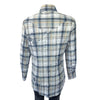 Women's Blue Plaid Eyelet Embroidery Western Shirt