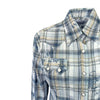 Women's Blue Plaid Eyelet Embroidery Western Shirt