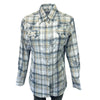 Women's Blue Plaid Eyelet Embroidery Western Shirt