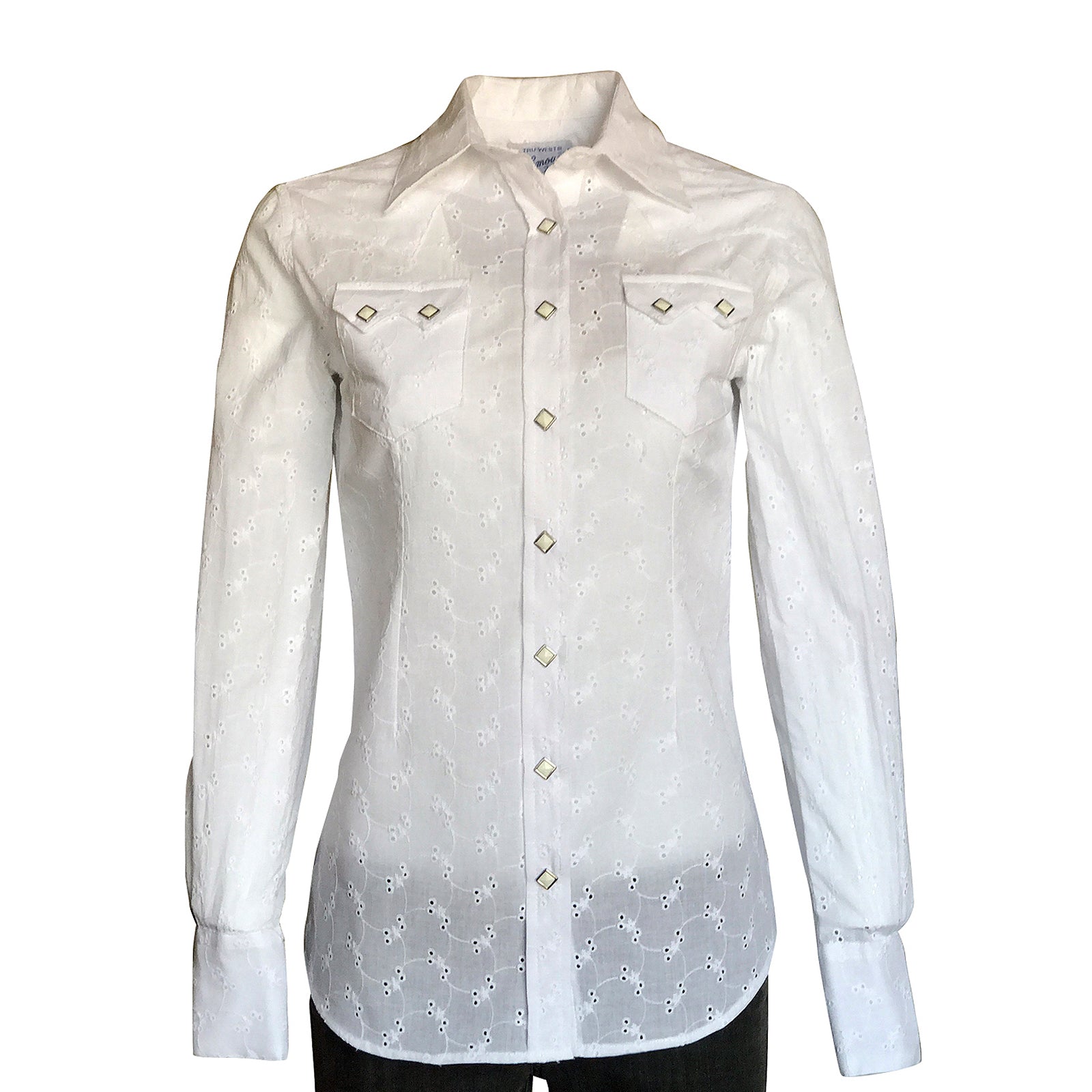 Shirt with Eyelet Embroidery - White - Ladies