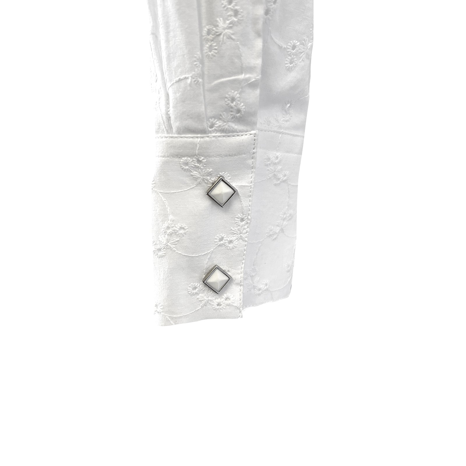 Women's White Eyelet Embroidery Western Shirt