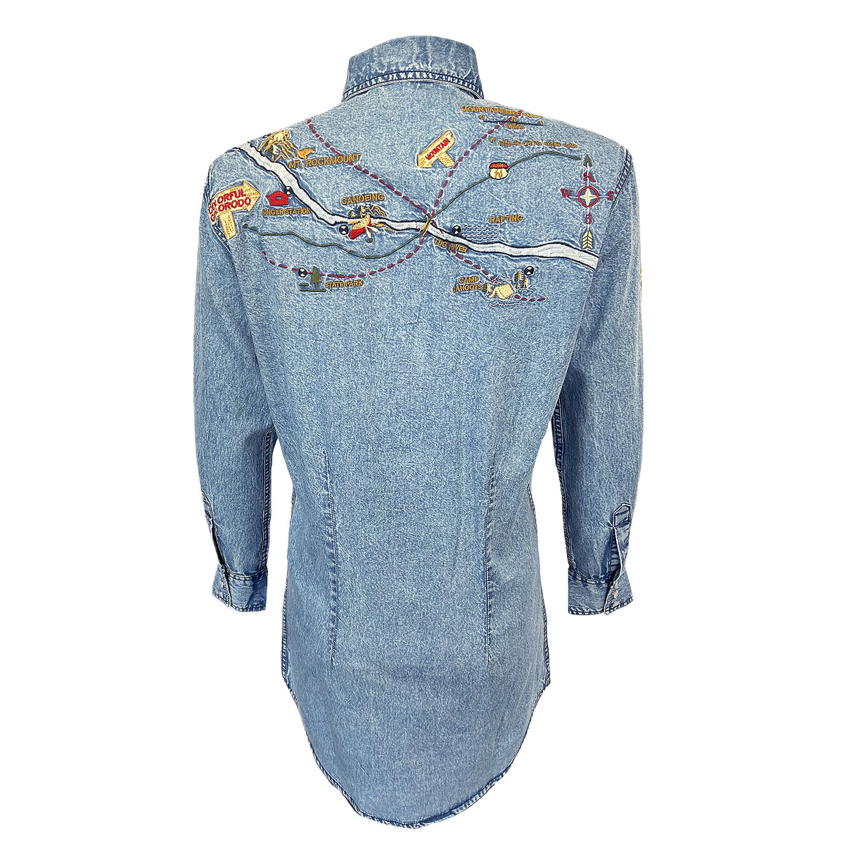 Map Denim Women's Denim Map Embroidered Western Dress – Rockmount