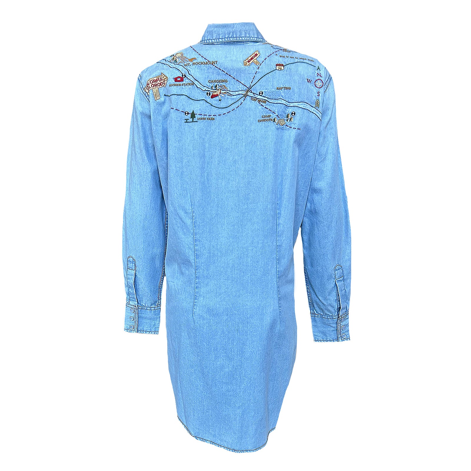 Women's Denim Map Embroidered Dress