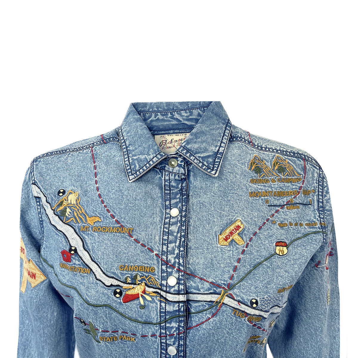 Map Denim Women's Denim Map Embroidered Western Dress – Rockmount