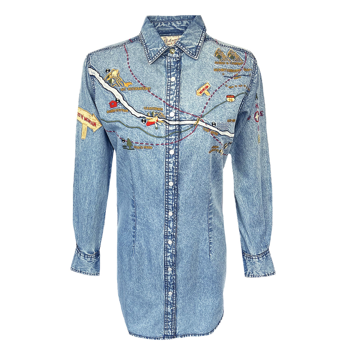 Map Denim Women's Denim Map Embroidered Western Dress – Rockmount