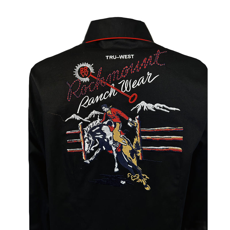 Women’s Rockmount Bronc Vintage Embroidery Western Shirt in Black