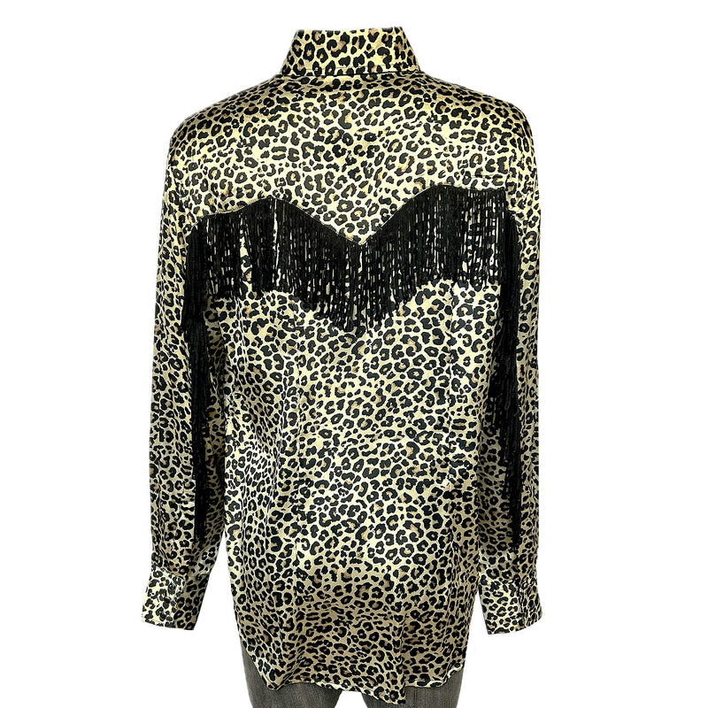 Women's Rock Star Leopard Fringe Western Shirt