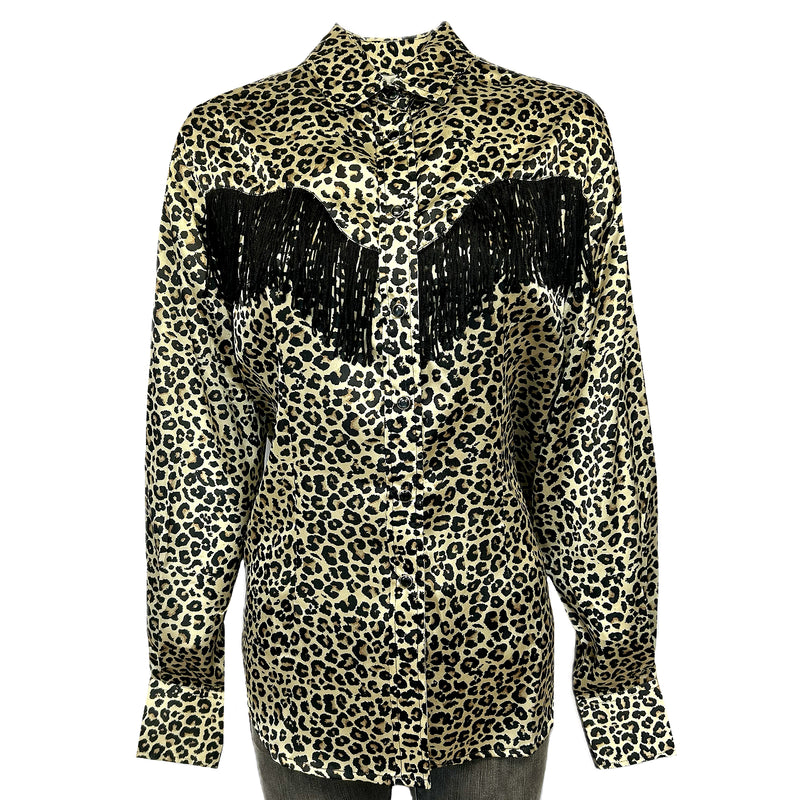 Women's Rock Star Leopard Fringe Western Shirt