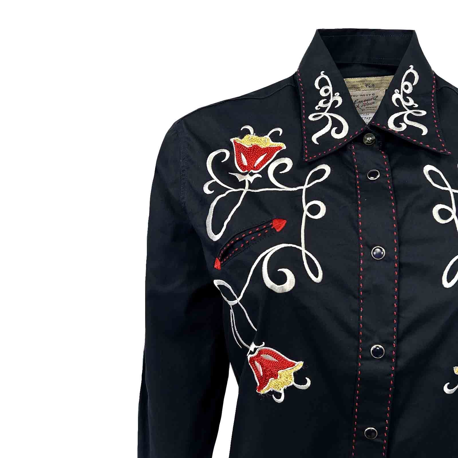 Rockmount Women's Art Deco Tulip Embroidery Cotton Western Shirt