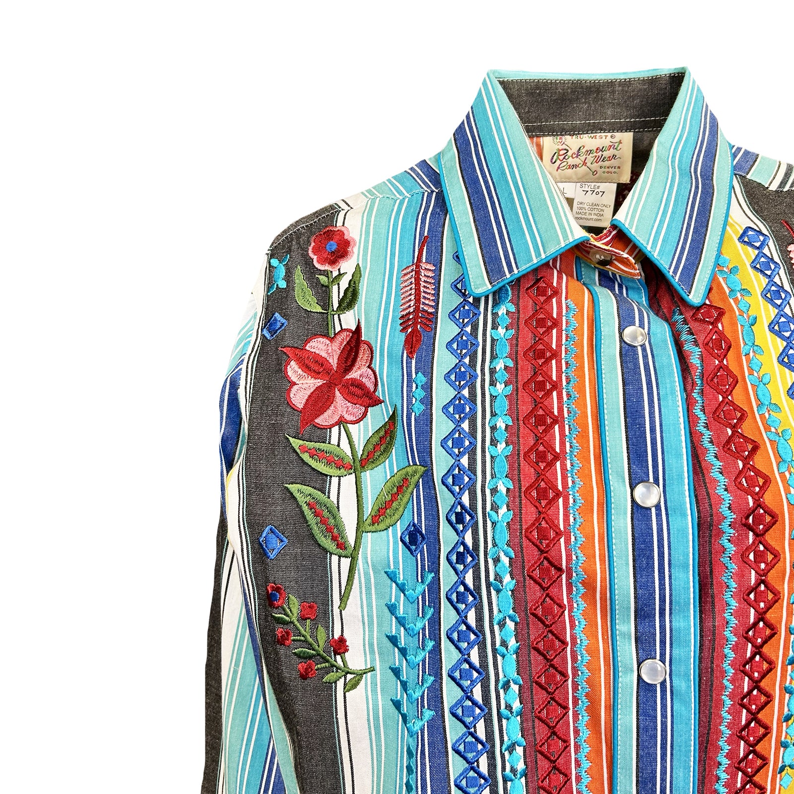 Rockmount Ranch Wear Western Shirt | 1970's Pearl Snap | Embroidered 