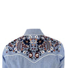 Women's Vintage Blue Floral Embroidered Western Shirt