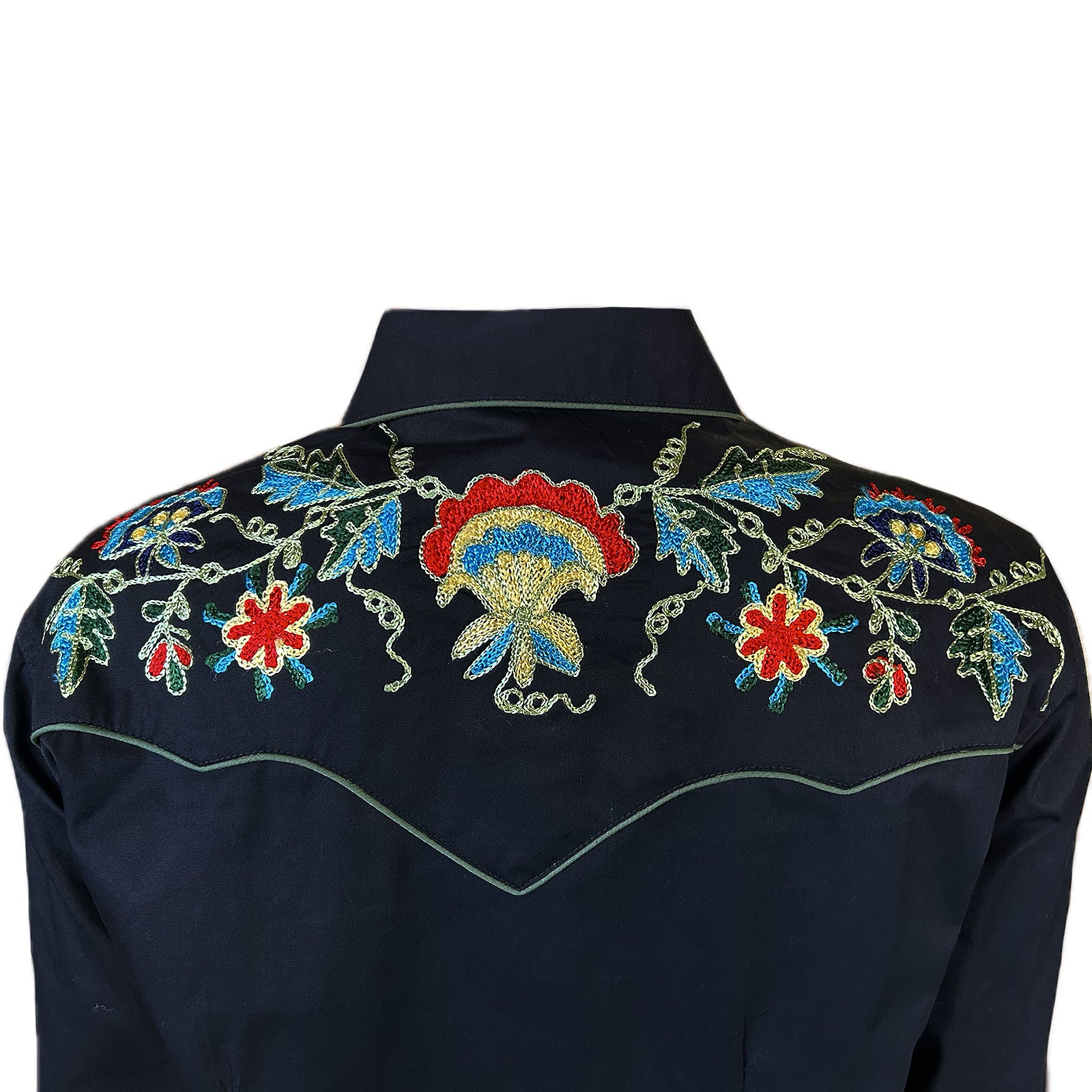 Rockmount Women's Floral Embroidery Cotton Gab Western Shirt