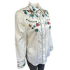 Women's Floral Embroidery Cotton Gabardine Ivory Western Shirt