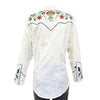 Women's Floral Embroidery Cotton Gabardine Ivory Western Shirt